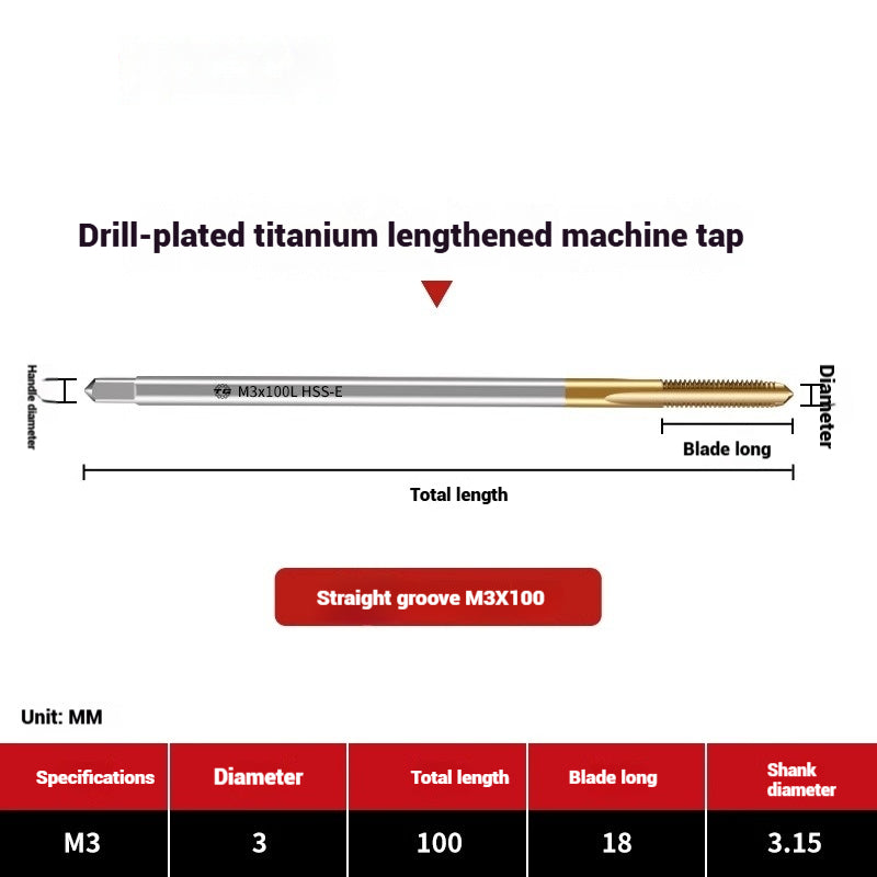 1091-Extended titanium-plated tapsCobalt-plated straight flute tapsSpiral stainless steel tappingHigh-speed steel machine taps Shandong Denso Pricision Tools Co.,Ltd.